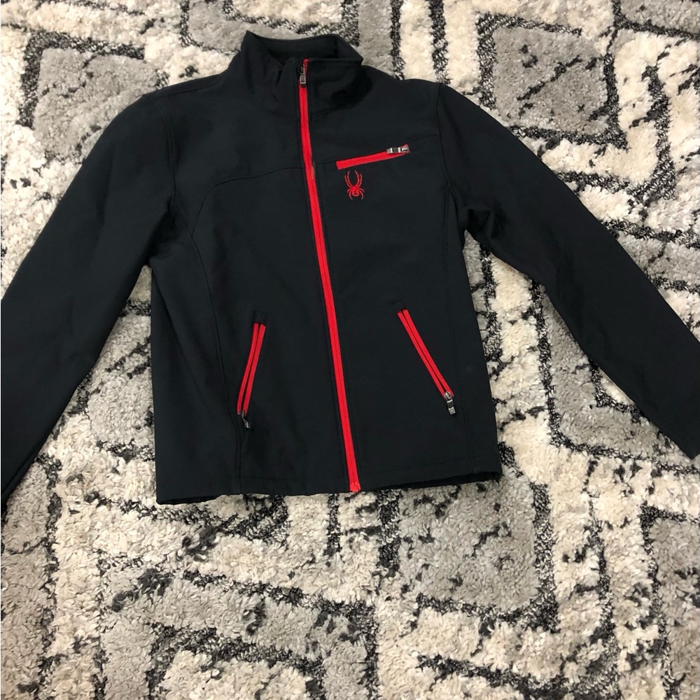 Spyder Black Softshell Jacket With Red Accents - image 1